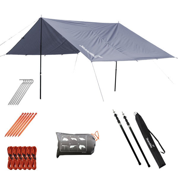 SKANDIKA Voile d'ombrage avec mâts télescopiques