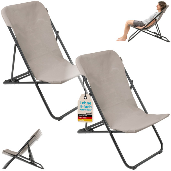 Chaise de camping Solmo (taupe, lot de 2)