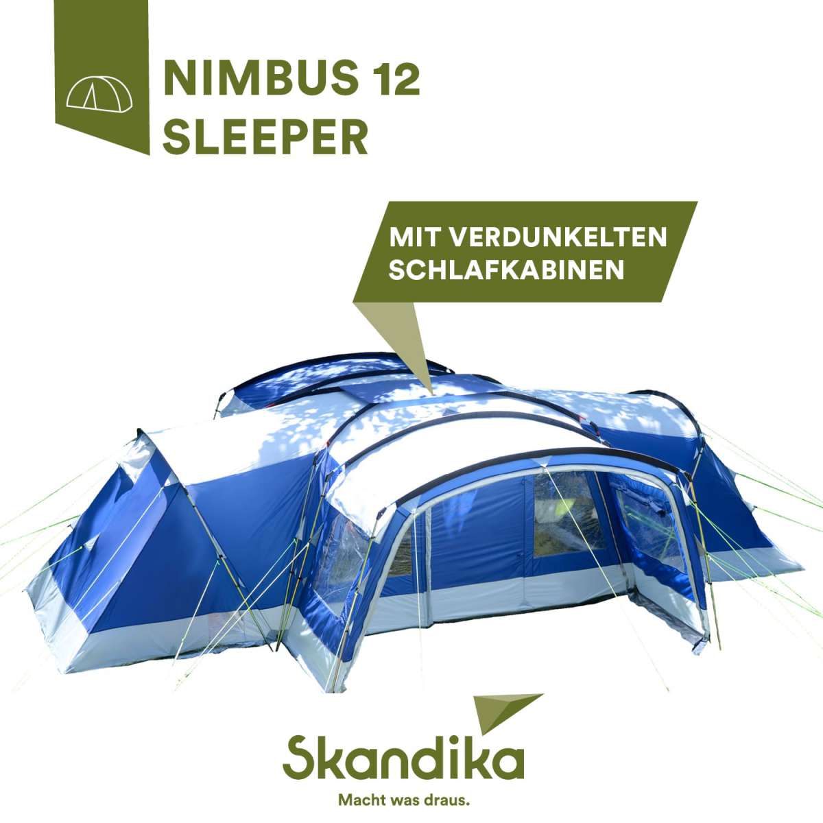 Tente tunnel familiale Montana 8 - camping - 8 Personnes - 3 cabines sombres Tente tunnel familiale Montana 8 - camping - 8 Personnes - 3 cabines sombres