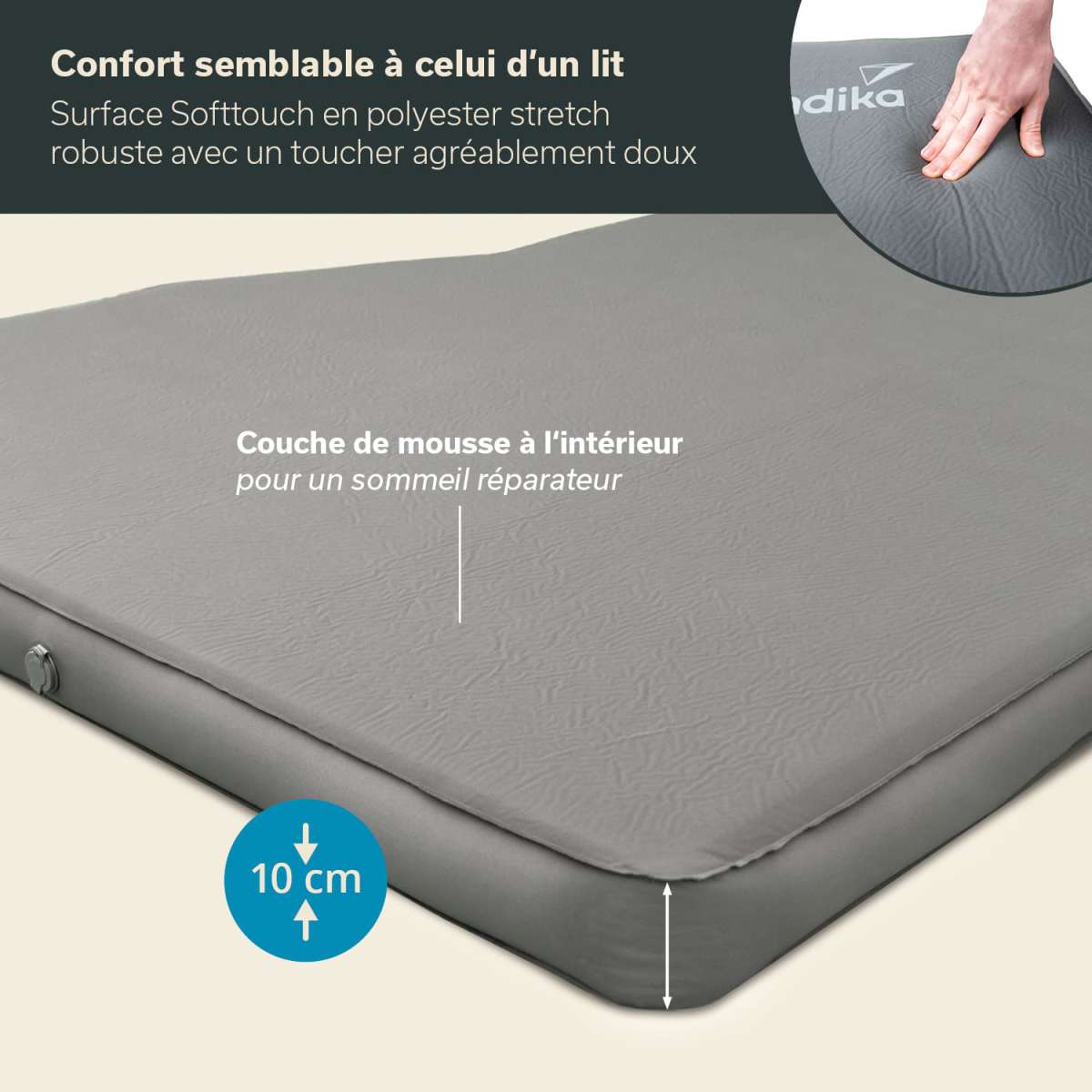Matelas Gonflable Easy 3D Premium Flex Skandika - Pour 2 Personnes - Pompe USB-C Intégrée - Housse Incluse - Isolation R12.3 - Camping, Lit D'appoint - 5
