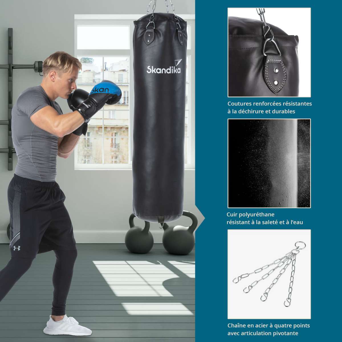 Sac De Frappe Viper Avec Chaîne – Rempli – Pour Boxe, MMA, Fitness