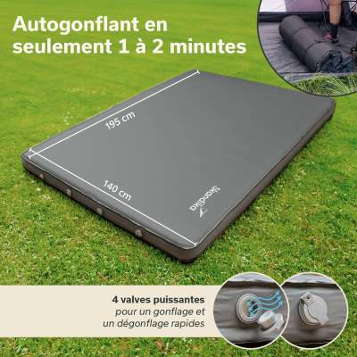 Matelas Gonflable Easy 3D Premium Flex Skandika - Pour 2 Personnes - Pompe USB-C Intégrée - Housse Incluse - Isolation R12.3 - Camping, Lit D'appoint - 9