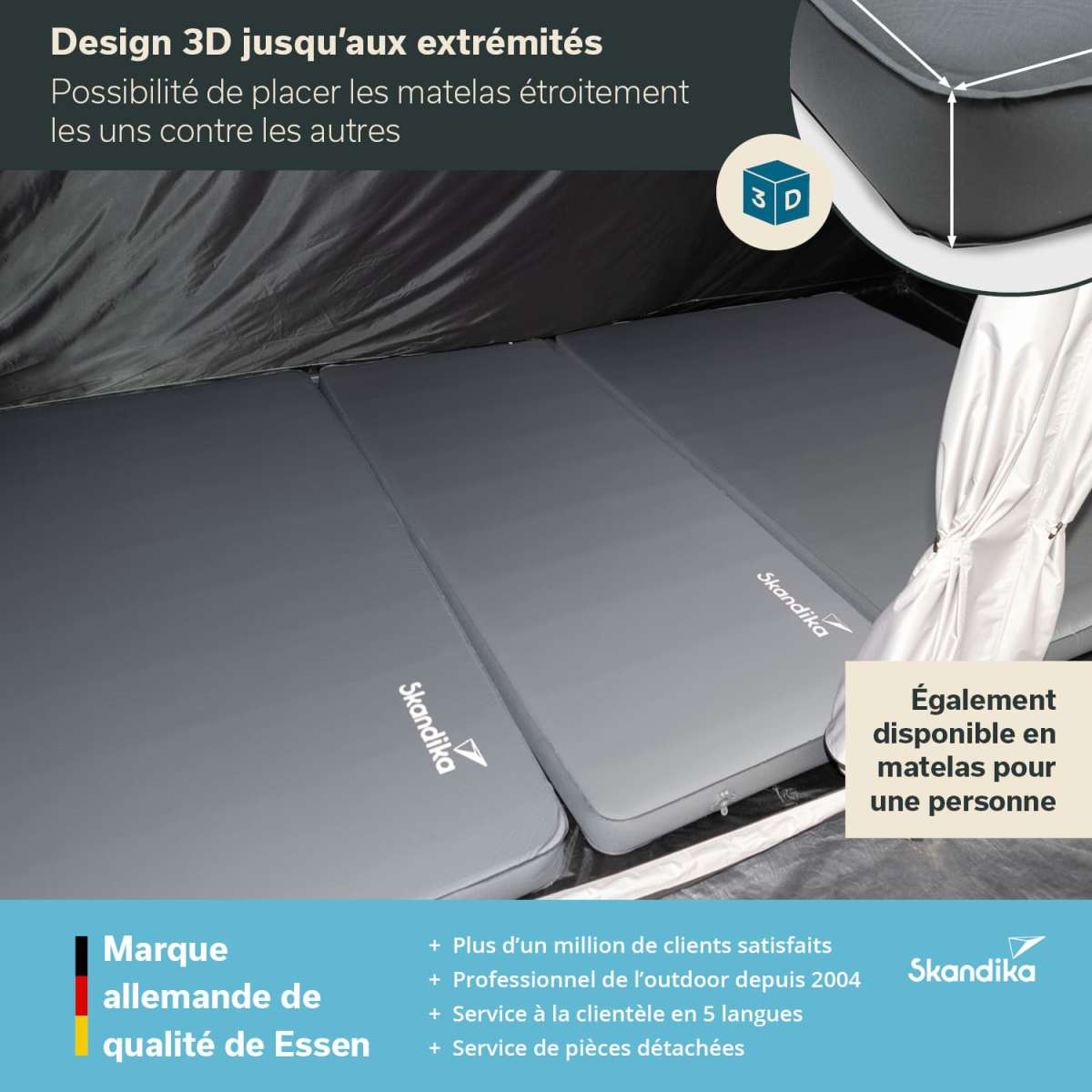 Matelas Auto-Gonflant 175x120 Cm Avec Coussin – Charge 250 Kg, Double Cloison, Parfait Camping Voiture, Randonnée, Tente SUV, Beige Confortable